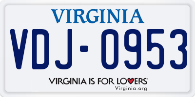 VA license plate VDJ0953