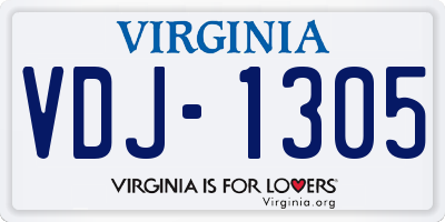 VA license plate VDJ1305