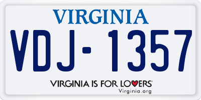 VA license plate VDJ1357