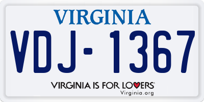 VA license plate VDJ1367