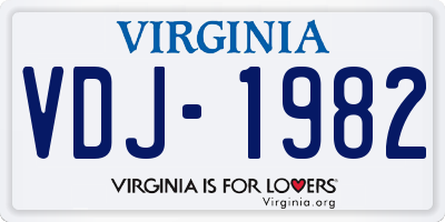 VA license plate VDJ1982