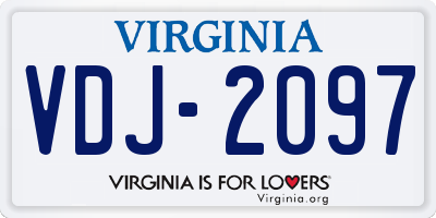 VA license plate VDJ2097