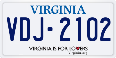 VA license plate VDJ2102