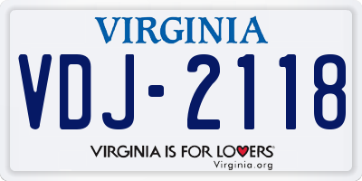 VA license plate VDJ2118