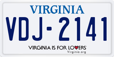 VA license plate VDJ2141