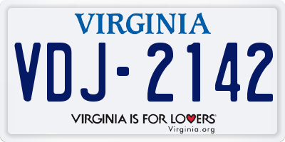VA license plate VDJ2142