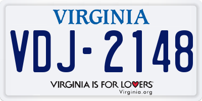 VA license plate VDJ2148