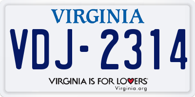 VA license plate VDJ2314