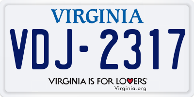 VA license plate VDJ2317