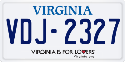 VA license plate VDJ2327