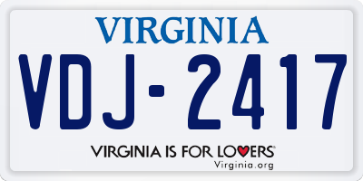 VA license plate VDJ2417