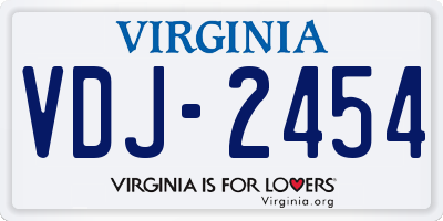VA license plate VDJ2454