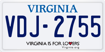VA license plate VDJ2755