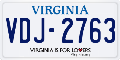 VA license plate VDJ2763