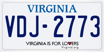 VA license plate VDJ2773