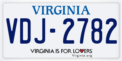 VA license plate VDJ2782
