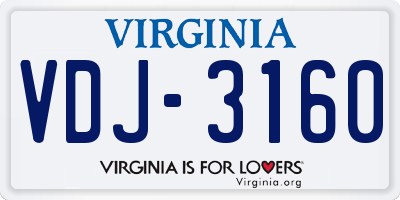 VA license plate VDJ3160
