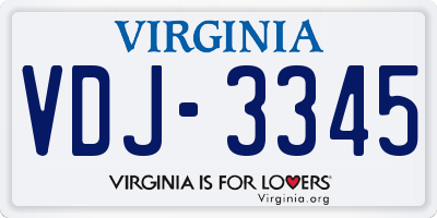 VA license plate VDJ3345