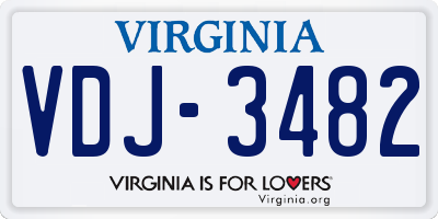 VA license plate VDJ3482