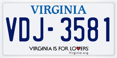 VA license plate VDJ3581