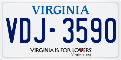 VA license plate VDJ3590