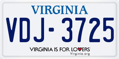 VA license plate VDJ3725