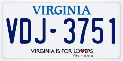 VA license plate VDJ3751