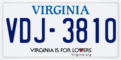 VA license plate VDJ3810