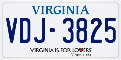 VA license plate VDJ3825