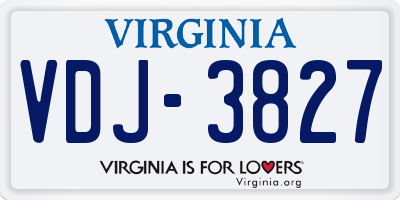 VA license plate VDJ3827