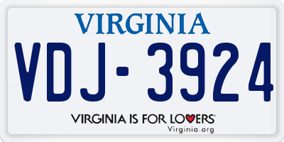 VA license plate VDJ3924