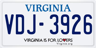 VA license plate VDJ3926