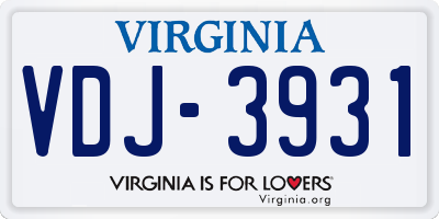 VA license plate VDJ3931