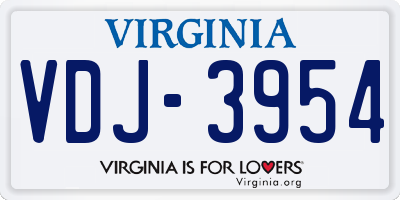VA license plate VDJ3954