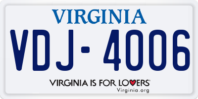 VA license plate VDJ4006