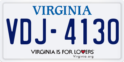 VA license plate VDJ4130
