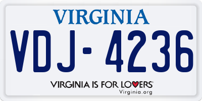 VA license plate VDJ4236