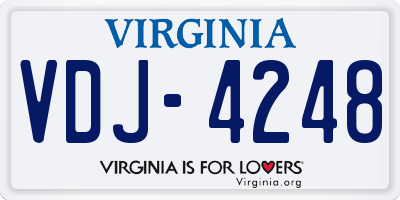 VA license plate VDJ4248