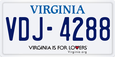 VA license plate VDJ4288
