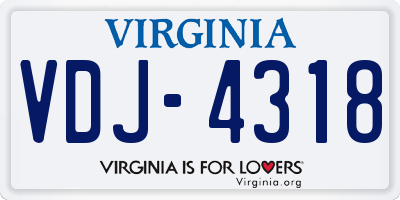 VA license plate VDJ4318