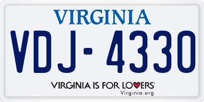 VA license plate VDJ4330