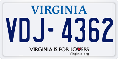 VA license plate VDJ4362