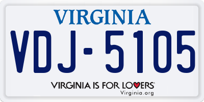 VA license plate VDJ5105
