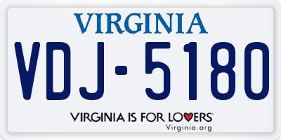 VA license plate VDJ5180