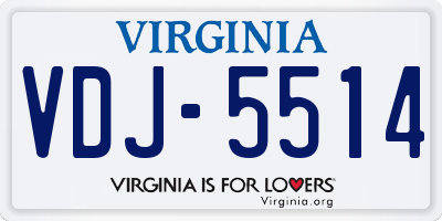 VA license plate VDJ5514