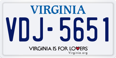 VA license plate VDJ5651