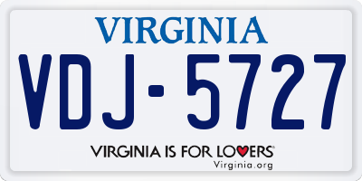 VA license plate VDJ5727