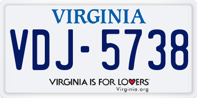 VA license plate VDJ5738