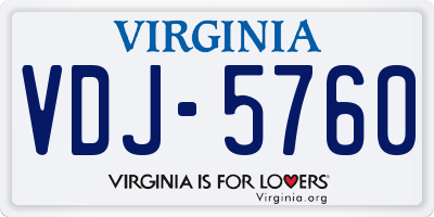 VA license plate VDJ5760