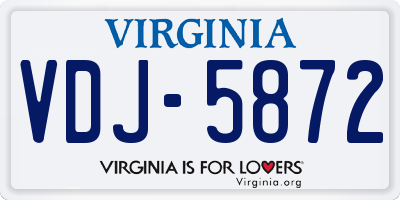 VA license plate VDJ5872